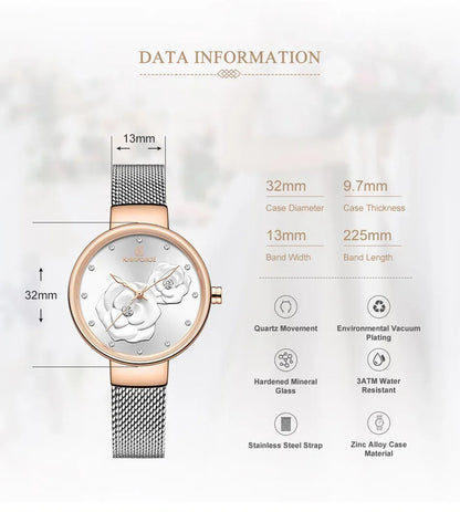 NAVIFORCE-Montre-bracelet  en maille pour femme, bracelet en acier inoxydable,