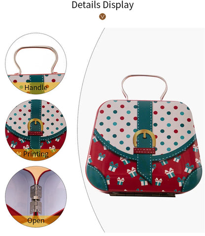 Boîte de rangement en métal pour décoration de Noël, forme de sac à main, 18 pots, étui à bijoux, cadeau pour enfants, boîtes de rangement, fête de Noël ouvertement, 2024