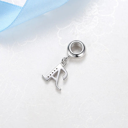 925 argent Sterling breloque perle Vintage Alphabet A-Z lettre pendentif breloques ajustement marque Bracelets colliers femmes bijoux à bricoler soi-même