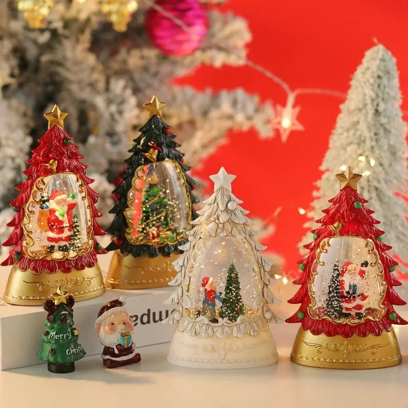 Les veilleuses lumineuses de Noël décèrent le bureau avec des flocons de neige et des lanternes à vent de Noël créant une atmosphère festive