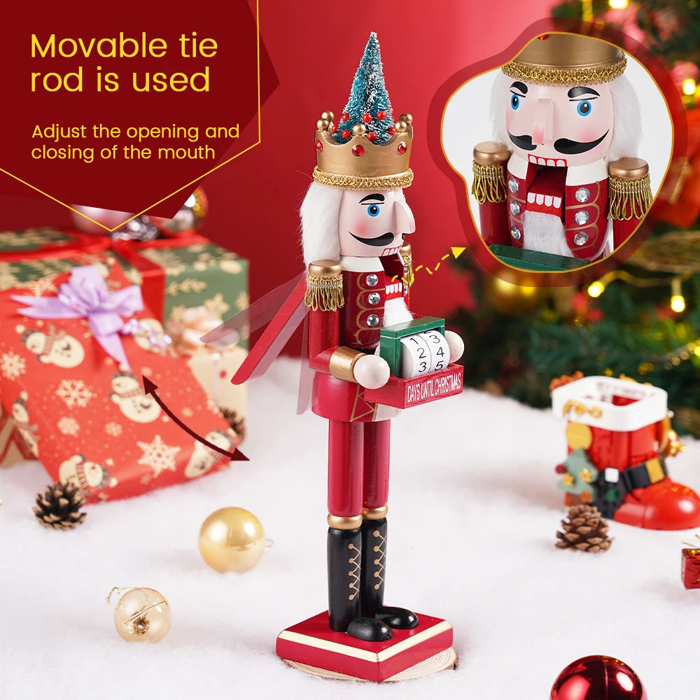 Casse-noisette de noël 40CM, couronne d'arbre de noël, calendrier, article décoratif, artisanat en bois, décoration de Festival pour la maison ou le bureau