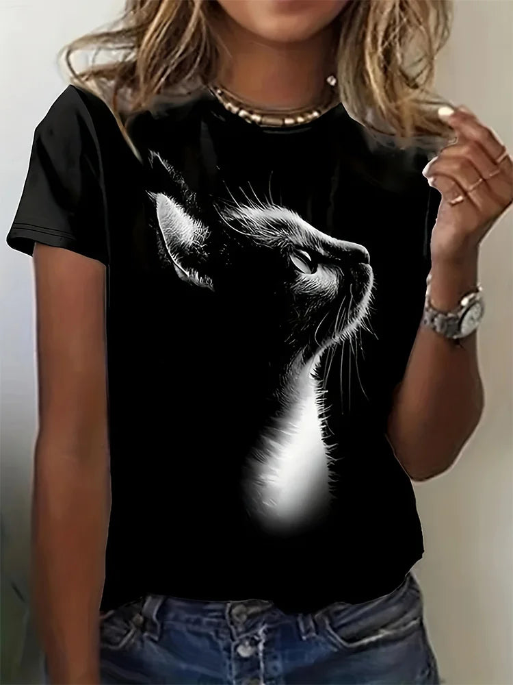 Été quotidien décontracté femmes à manches courtes haut 3D cheval imprimé femmes rue urbaine mode T-shirt amoureux des animaux T-shirt