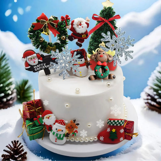 Décoration de Gâteau de Noël, Bonhomme de Neige, Arbre, Chi, 30 Pièces