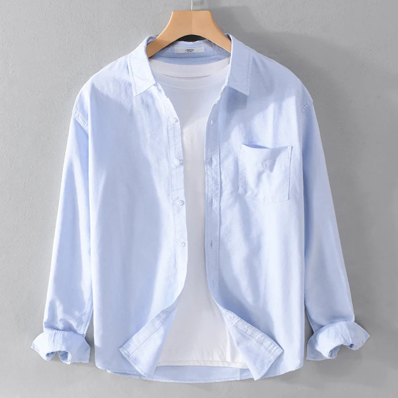 Ox Cloth irt hommes décontracté Long Sve couleur Pure été Busin décontracté polyvalent coupe ample jeunesse tendance anti-déversement