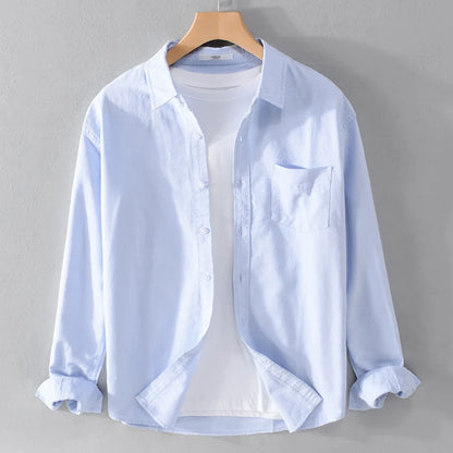 Ox Cloth irt hommes décontracté Long Sve couleur Pure été Busin décontracté polyvalent coupe ample jeunesse tendance anti-déversement