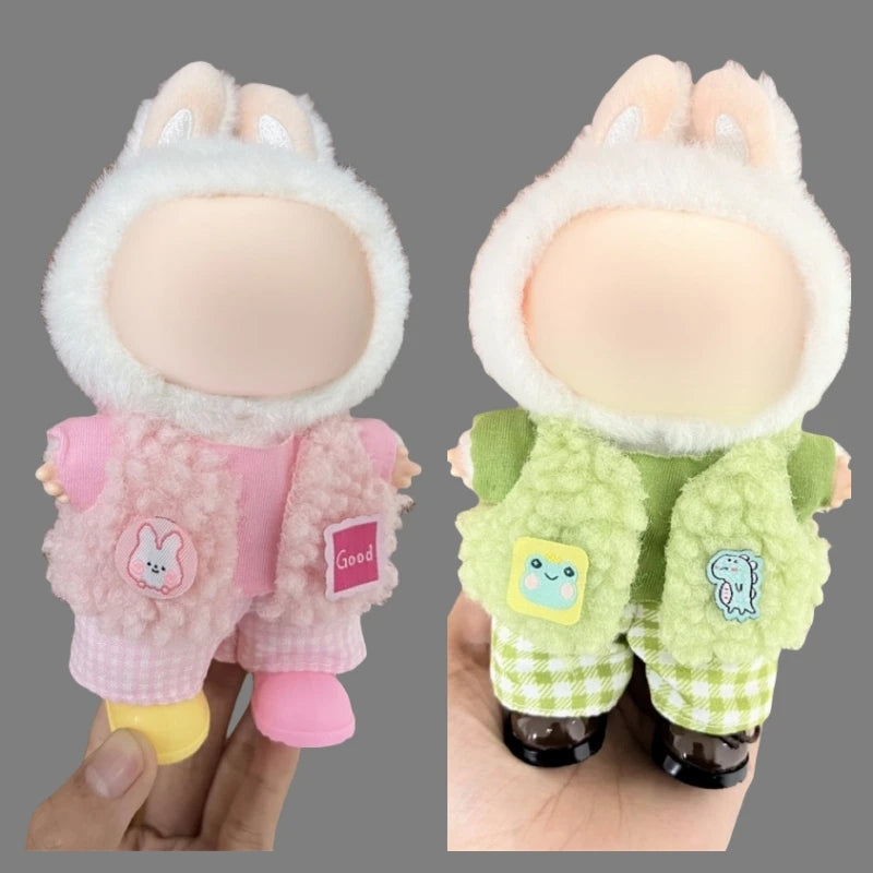 Poupée en peluche Labubu de 17cm, vêtements portables adaptés au V1 V2 V3, accessoires de vêtements de bricolage, veste de poupée mignonne, jouet pour enfants, cadeau