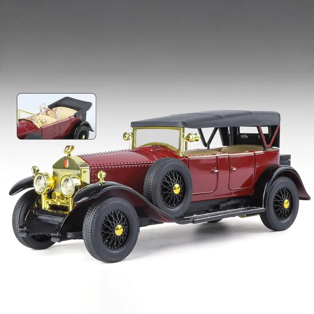 1:24 Rolls Royce Phantom I 1925 De Luxe Voiture Alliage Métal Moulés sous Pression Modèle De Voiture Son Et Lumière Décoration de La Maison Ornements Classique Rétro