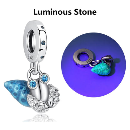 Original 925 en argent Sterling breloque perle amour chien chat patte Panda luciole pendentif breloques idéal pour bracelet colliers femmes bijoux