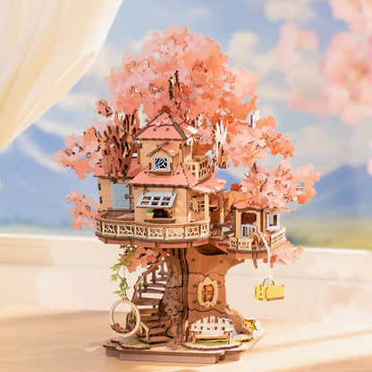 Robotime Rolife Sakura maison d'arbre Puzzles 3D bricolage modèle jouet de construction Kits d'artisanat en bois passe-temps pour enfants casse-tête cadeau