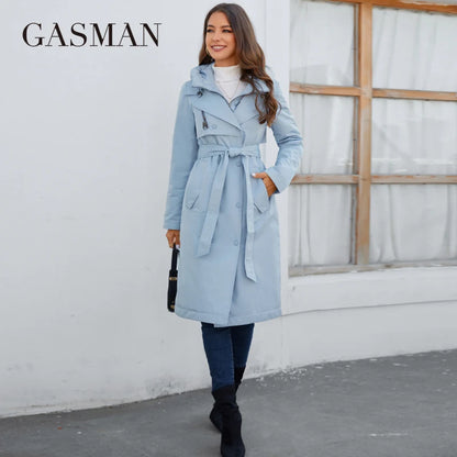 GASMAN – doudoune longue en coton fin pour femme, 2023