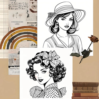 Livre de coloriage rétro pour filles, pour adultes et adolescents, 24 pages, anti-Stress, tue le temps, peinture Graffiti, dessin, cadeaux d'halloween