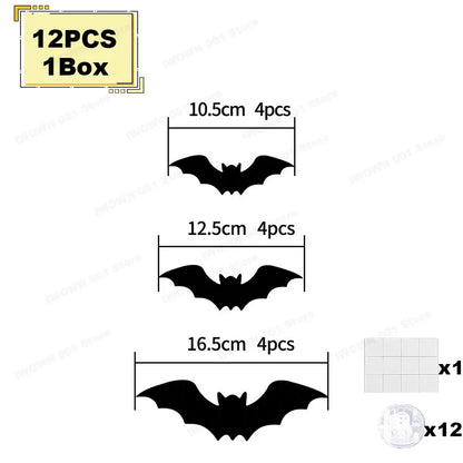 Décoration de chauve-souris d'halloween, veilleuse avec lumières violettes, autocollant mural 3D pour décoration auto-adhésive, jardin, arrière-cour, décor de fête d'halloween
