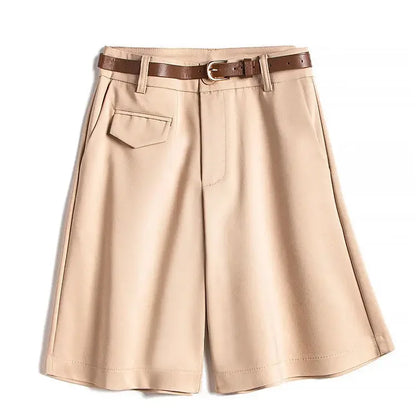 Short décontracté taille haute pour femme, couleur unie, boutons, volants, Orange, ample, Bermuda, été