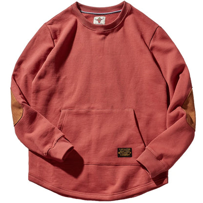 Sweat-shirt kangourou en velours pour homme, nouveau, rétro américain, lourd, poches, Simple, pur coton lavé, vêtement de sport décontracté, automne et hiver