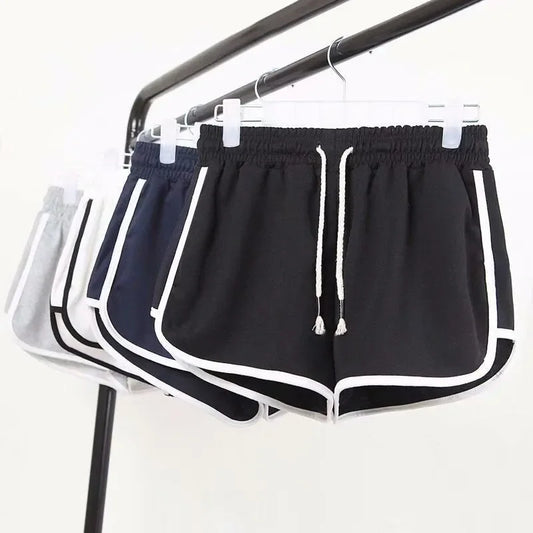 Mode été Shorts décontracté és femme Stretch taille haute Shorts femme noir blanc ample plage Sexy court S-XXL
