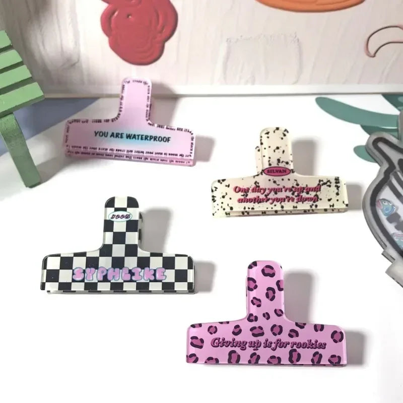 Pince à reliure en acrylique de dessin animé rétro, pince à ressort, stockage de photos, mémo de papier de test, tendance américaine, fille mignonne, accessoires de bureau