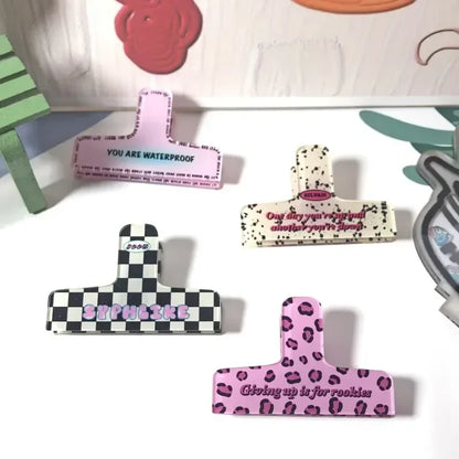 Pince à reliure en acrylique de dessin animé rétro, pince à ressort, stockage de photos, mémo de papier de test, tendance américaine, fille mignonne, accessoires de bureau