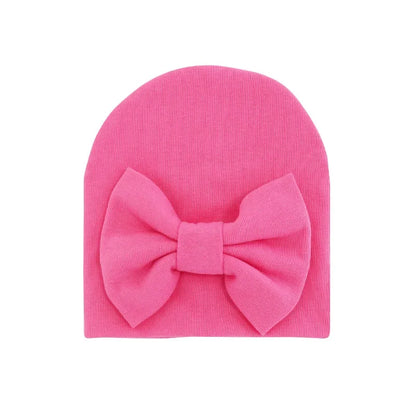 Chapeau avec nœud en coton pour bébé fille, casquette chaude pour nouveau-né, bonnet pour bébé, accessoires solides, 2020