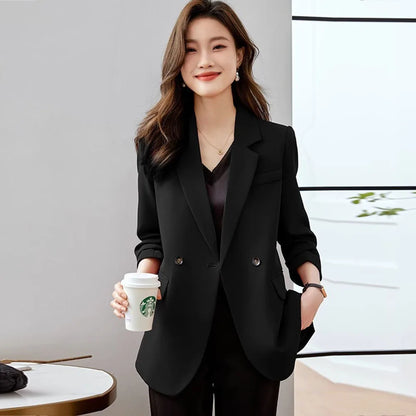 Vestes élégantes imbibées pour femmes, vêtements pour femmes, blazer chic coréen, manteau à manches longues, bouton sur mesure, monochromatique, haut féminin, printemps, automne, nouveau