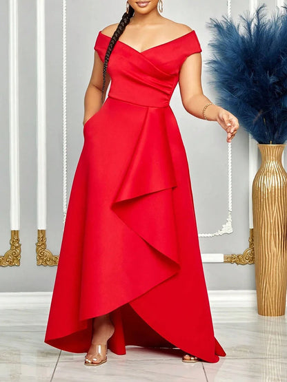 Robe d'été longue pour femmes, épaules dénudées, couleur unie, Maxi, robes de soirée élégantes pour demoiselle d'honneur de mariage, vêtements pour femmes, 2025