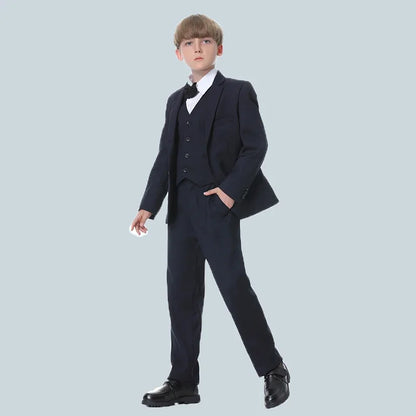 Costumes formels pour garçons, 3 pièces, pour mariage, Costume d'hôte de fête pour enfants, Blazer bleu, gilet, pantalon, vente en gros, printemps-automne