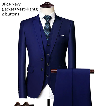 Costumes formels complets Ternos pour hommes, blazers élégants, pantalons et vestes, costume de luxe, vêtements de mariage, affaires, 2 pièces, 3 ensembles