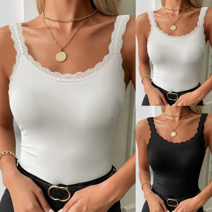 Femmes dentelle épissure débardeurs gilet chemisier sous-vêtements solide Sexy sans manches débardeur couverture en dentelle été femmes réservoirs Camis grande taille