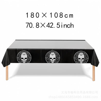 Assiettes de fête gothiques en forme de crâne pour Halloween, tasses, serviettes, corbeau de Rose, décors de fête pour Halloween, squelette, jour des morts, anniversaire