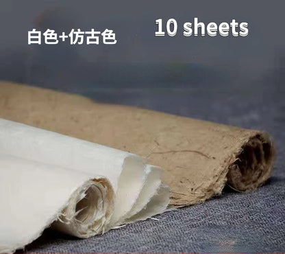 Yaozhai papier de coton fait à la main papier de mûrier rétro papier brut Xuan peinture à moitié mûre papier de calligraphie Yunlong Fiber papier de riz