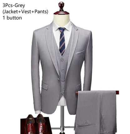 Costumes formels complets Ternos pour hommes, blazers élégants, pantalons et vestes, costume de luxe, vêtements de mariage, affaires, 2 pièces, 3 ensembles