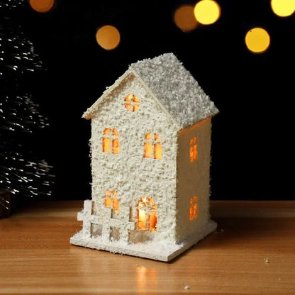 Décoration de Noël avec lumières LED Flocons de neige brillants et décorations de Noël pour une petite maison