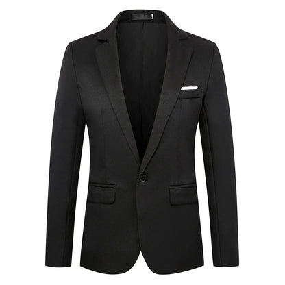 Blazer à bouton unique pour hommes, costumes épissés solides, manches longues, col rabattu, vestes d'affaires, poches Slim, été 2025