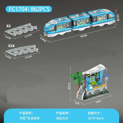 2025 nouveau bloc de construction FC1704 ensemble de puissance train intermédiaire train enfants garçons filles intelligence assemblage bloc de construction jouet cadeau