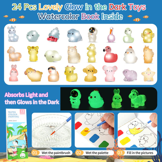 Bombes de bain pour enfants avec jouet à l'intérieur, 24 bombes de bain moussantes naturelles et organiques avec surprise qui brille dans la nuit à l'intérieur