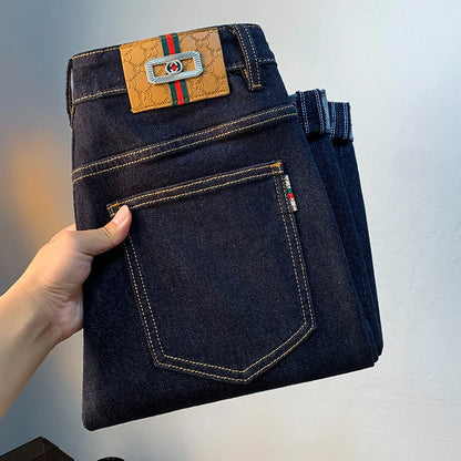 Jeans College décontractés de luxe abordable pour hommes, denim mince pour document primaire, haut de gamme, abordable, automne, nouveau