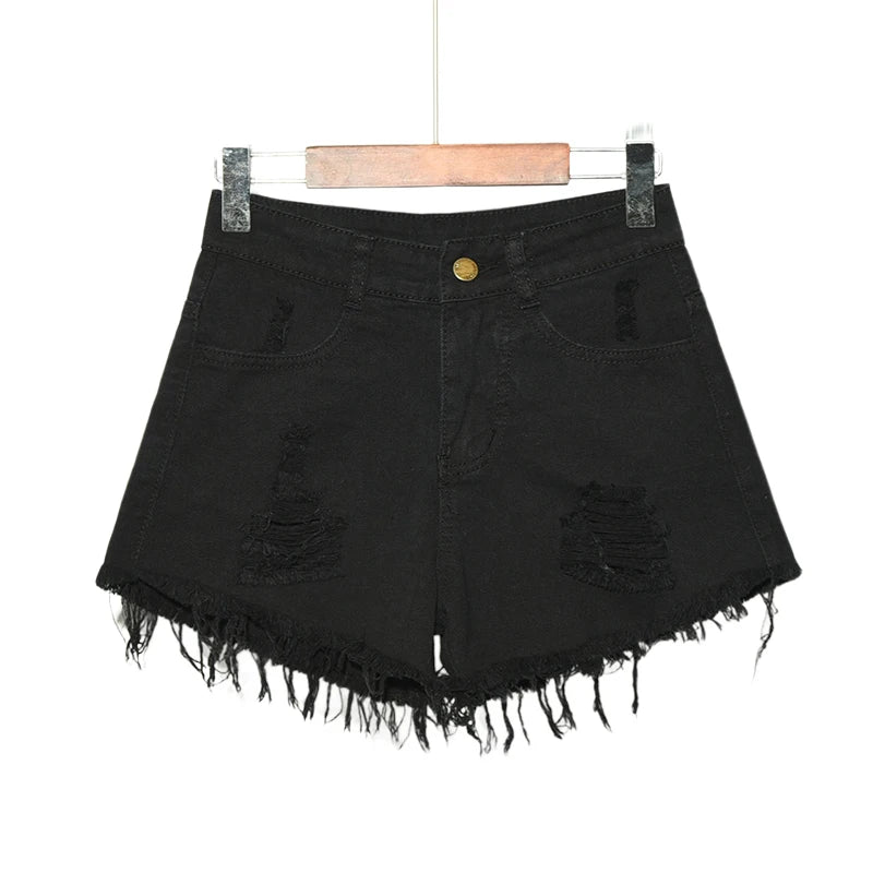 Trou irrégulier grande taille Denim Shorts Femme jean femmes taille haute court nouveau Femme Push Up maigre mince Denim Shorts 4XL