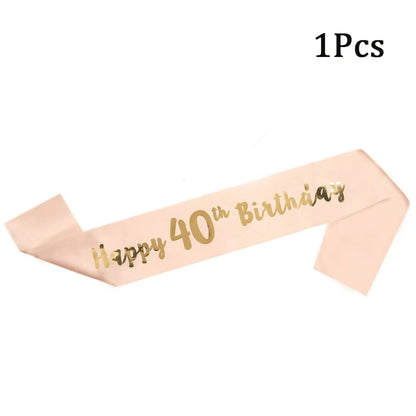 Pailles en papier à rayures dorées, 1 sac, numéro 30e 40e 50e 60e, lunettes à ceinture, pailles à boissons joyeux anniversaire pour adultes, décoration de fête en ballon