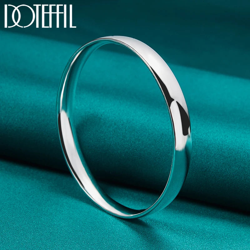 DOTEFFIL 925 argent Sterling 10mm lisse solide Bracelet bracelets pour femmes hommes mariage fiançailles fête bijoux