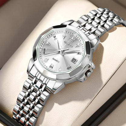 OLEVS 9931X femmes montres mode originale parfumé montre à Quartz étanche losange en acier inoxydable Date