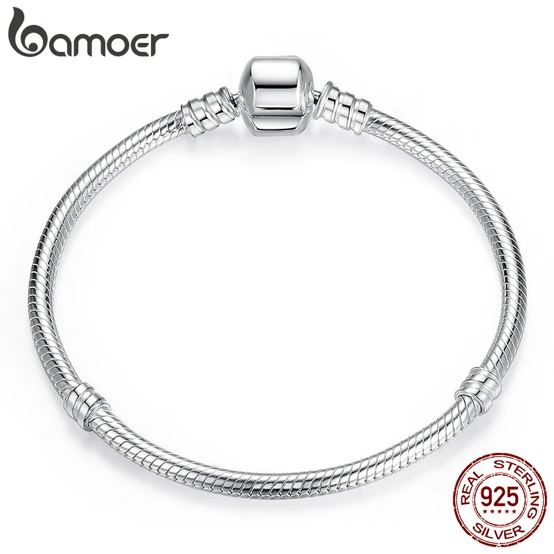 BAMOER – Bracelet en argent Sterling 100% authentique avec chaîne serpent pour femme, bijoux de luxe, 17-22CM, PAS902, meilleure vente