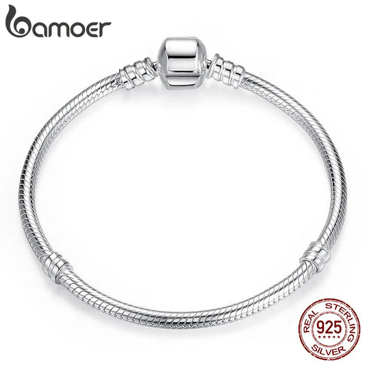 BAMOER – Bracelet en argent Sterling 100% authentique avec chaîne serpent pour femme, bijoux de luxe, 17-22CM, PAS902, meilleure vente