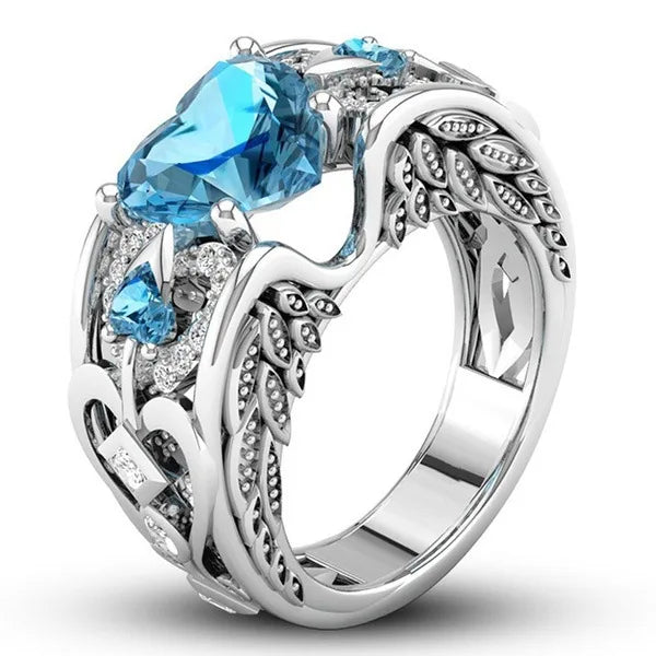 Bague multicolore en argent regardé 925 avec cœur d'amour, bijoux de mariage, cadeau pour mère, classique, authentique, 5 documents
