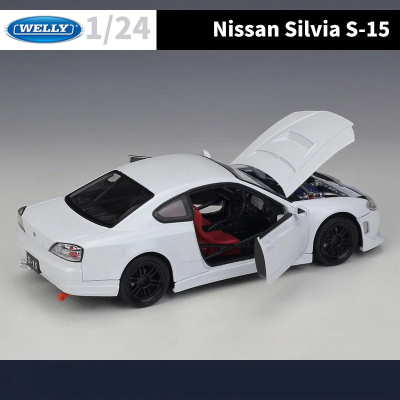 Welly 1/24 Nissan Silvia S15 modèle de voiture de sport en alliage moulé sous pression modèle de voiture de course en métal haute Simulation Collection jouet pour enfants cadeau