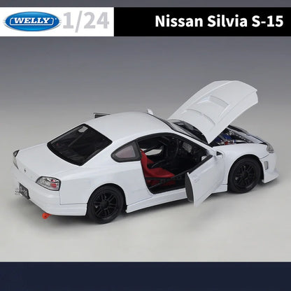 Welly 1/24 Nissan Silvia S15 modèle de voiture de sport en alliage moulé sous pression modèle de voiture de course en métal haute Simulation Collection jouet pour enfants cadeau