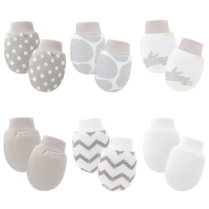 Gants de Protection pour nouveau-né, 6 paires/lot, mitaines pour bébé garçon, en coton doux, anti-rayures, imprimés de dessins animés, fournitures pour nourrissons filles