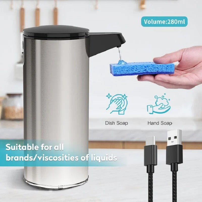 AIKE – distributeur automatique de détergent de cuisine, en acier inoxydable Durable, Rechargeable par USB, intelligent, pompe à savon liquide électrique