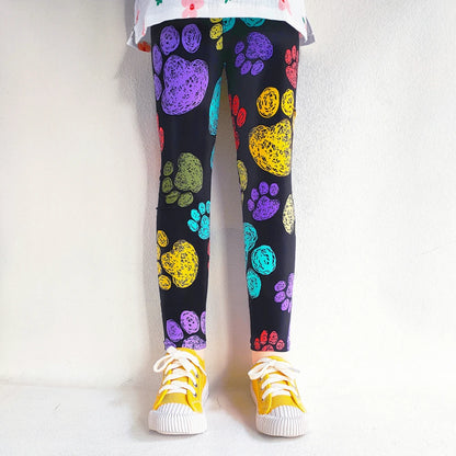 Leggings doux pour filles, pantalons pour enfants, imprimé de fleurs, slim, élastique, crayon
