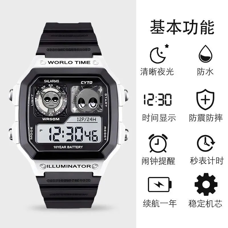 Kawaii Sprunki dessin animé enfants montre Sport montres bracelet en Silicone LED étanche montre numérique pour enfants montre-bracelet électronique