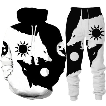Ensemble sweat à capuche pour hommes, imprimé en 3D, survêtement/pantalon, pull à manches longues, Punk, vêtements de sport décontractés, surdimensionnés, de haute qualité, automne hiver