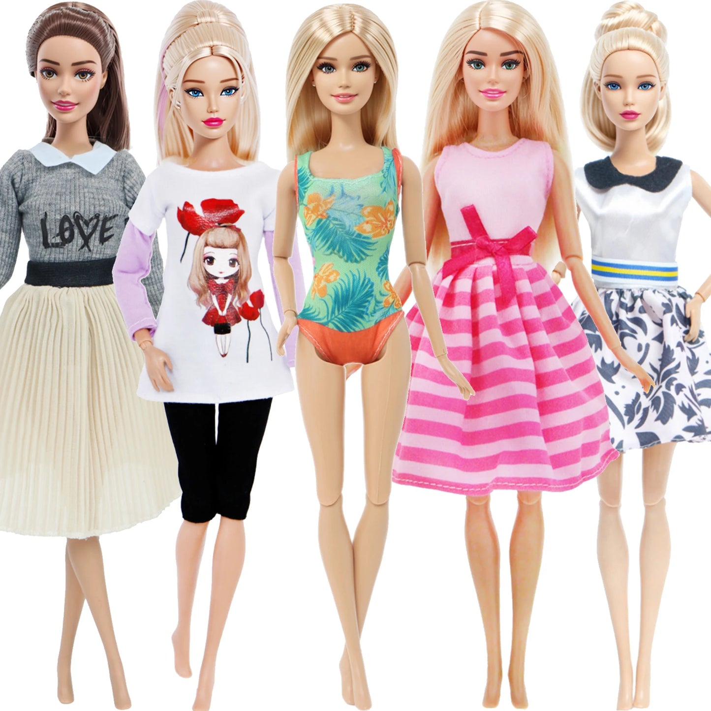 5 ensemble 3 ensemble fait à la main mode Ba poupée Bie tenue tenue décontracté quotidien chemisier chemise gilet bas pantalon jupe vêtements accessoires jouets